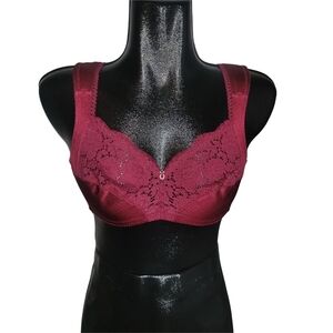 Wonder Bra Lace Trimmed Burgundy Bra 34B